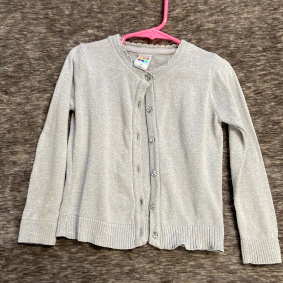 🔴Free if bundled Healthtex 4T Girls button up cardigan ❤️ gray & silver sparkle - Picture 1 of 15